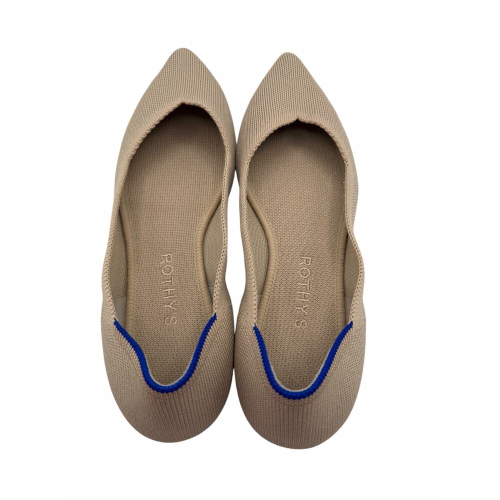 Rothy’s The Point Tan Beige Ecru Ballet Flats 8.5 Slipper Comfort Washable Luxe - Picture 10 of 11